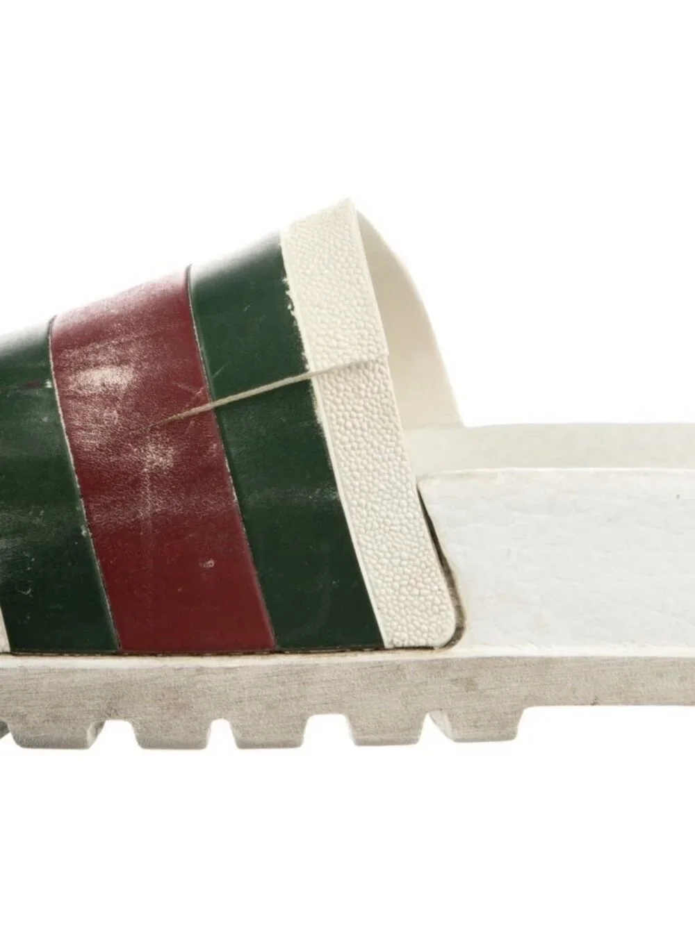 Gucci Authentic Rubber Men’s White Green Red Slides Sandals 8